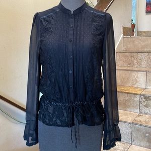 H&M black lace blouse size 4